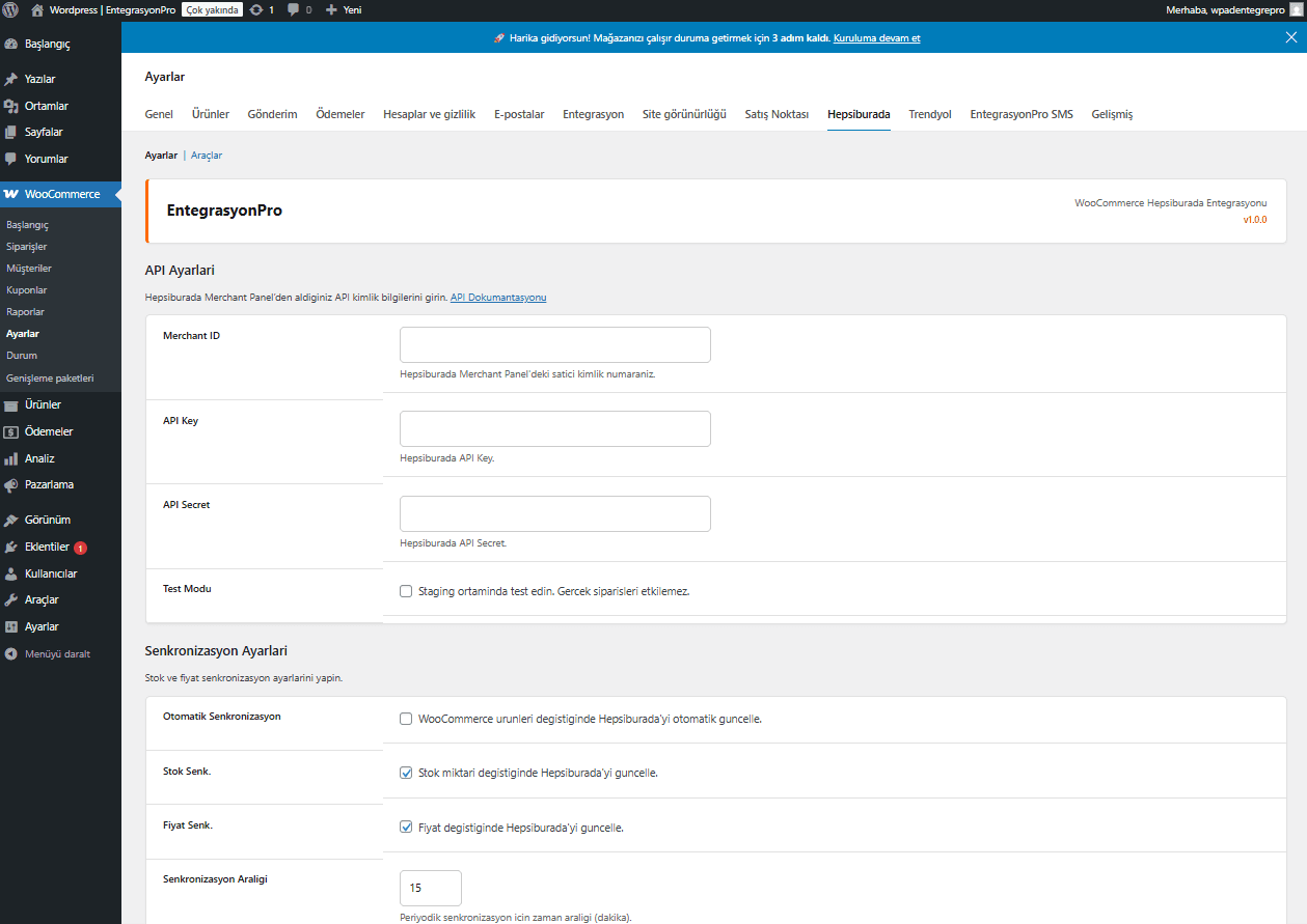 WooCommerce Hepsiburada entegrasyonu