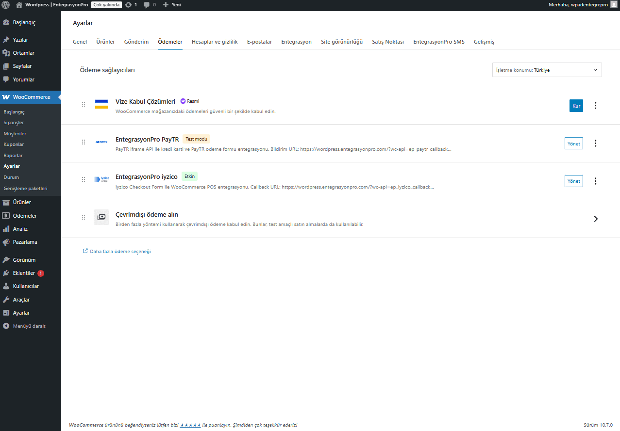 WooCommerce iyzico odeme modulu