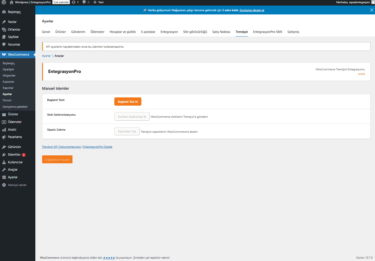 WooCommerce Trendyol entegrasyonu ekran goruntusu 2
