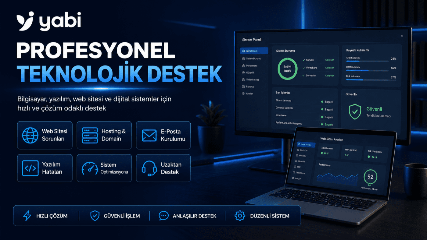Yazılım ve web sitesi sorun desteği